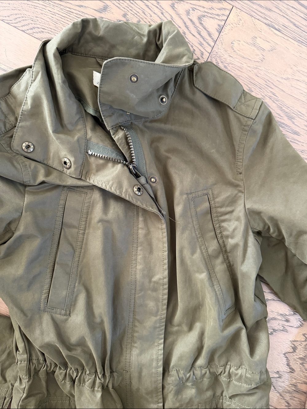 Olive Drawstring Utility Anorak Jacket - Picture 4 of 5